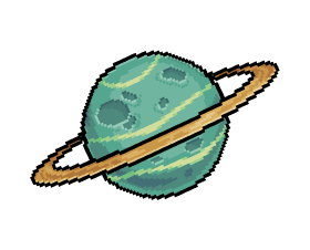 Green planet with ring